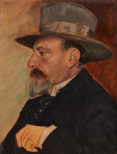 Jean PATRICOT (1865-1928) Portrait d'Edmond Tapissier
Huile sur papier.
46 x 34 ...