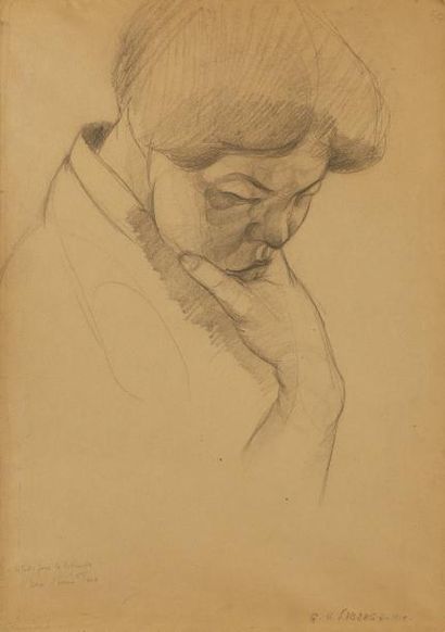 Georges Hanna SABBAGH (1887-1951) L'étudiant japonais, dessin préparatoire pour "la...