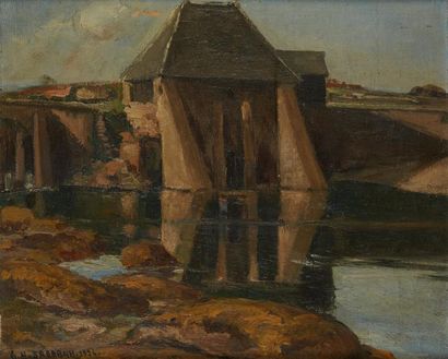 Georges Hanna SABBAGH (1887-1951) Le moulin à Ploumanach, Bretagne
Huile sur toile,...