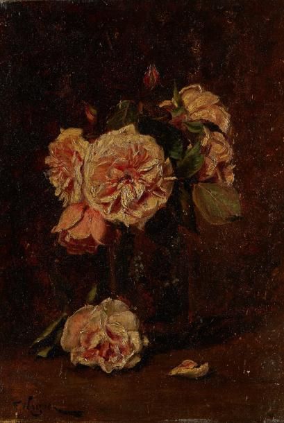 Ferdinand WAGNER (1847-1927) Bouquet de roses
Huile sur panneau, signé en bas à gauche...