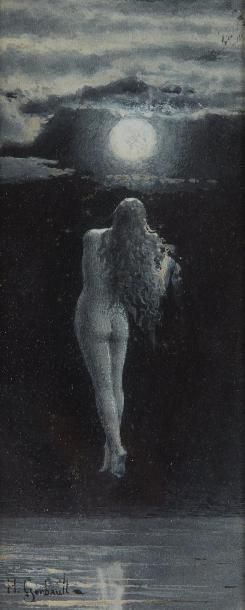 Henry GERBAULT (1863-1930) Nymphe au clair de lune
Gouache, signée en bas à gauche
15...
