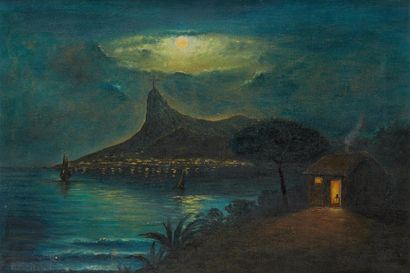 Francisco COCULILO (1895-1978) Le Corcovado au clair de lune
Huile sur toile, signée...