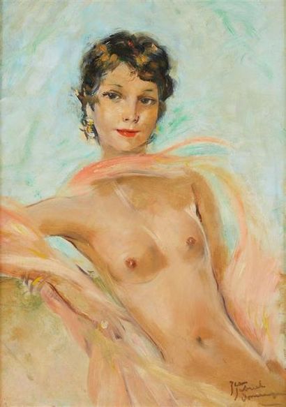 Jean Gabriel DOMERGUE (1889-1962) L'écharpe rose
Isorel signé en bas à droite, titré...