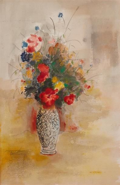 Léopold STARKMANN (1914) Bouquet de fleurs
Aquarelle, signée en bas à gauche
55 x...