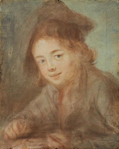 École FRANÇAISE du XVIIIe siècle Portrait de jeune garçon au chapeau
Pastel sur vélin...