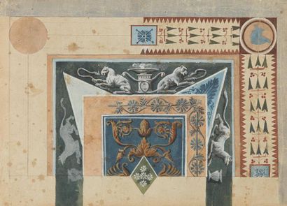 Ecole Italienne du XIXe siècle Etude d'un projet de décoration murale Gouache (taches)
20...