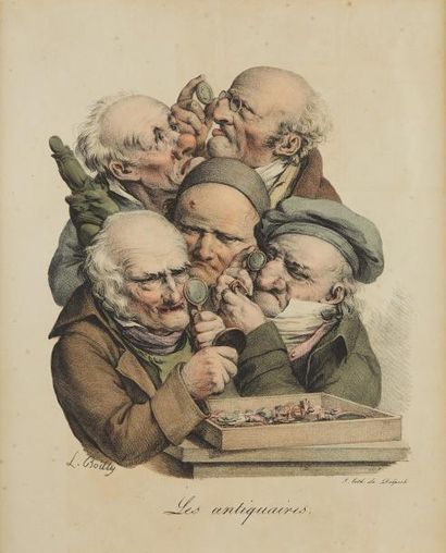 Louis Léopold BOILLY (1761-1845) Les antiquaires
Lithographie par Delpech (taches).
31.5...