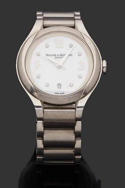 BAUME & MERCIER MONTRE BRACELET DE DAME modèle Promesse en acier cadran à fond de...