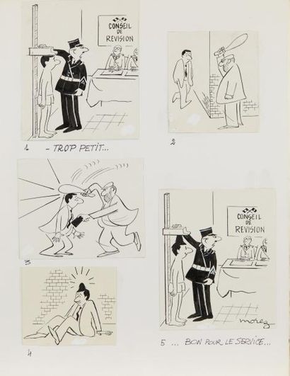 null Henri MOREZ (1922-2017)

Planche comprenant cinq vignettes (Conseil de révision)

Planche...