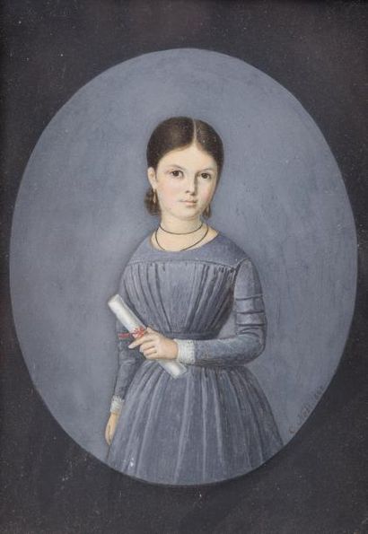 null Ecole FRANCAISE du XIXe siècle

Portrait de jeune fille à la robe grise

Gouache,...