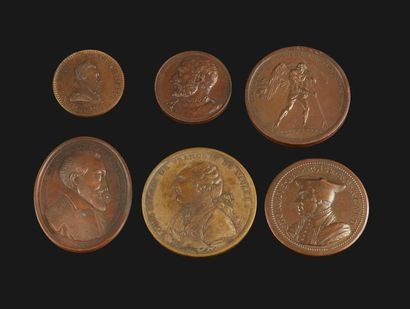 null Lot de 39 médailles historiques royales du XVIe au XIXe siècle en bronze dont...