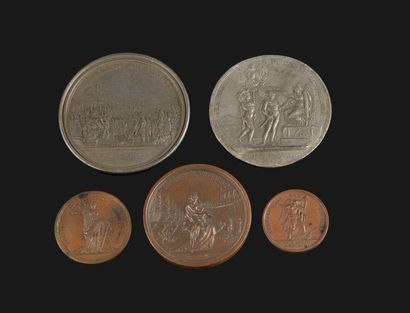 null Lot de 21 médailles historiques de la période révolutionnaire en bronze dont...