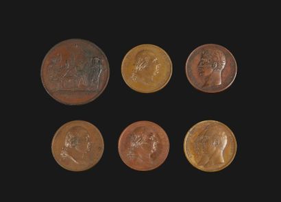 null Lot de 25 médailles historiques Restauration en bronze dont :

Mort de Louis...