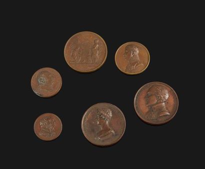 null Lot de 38 médailles historiques Restauration en bronze dont :

Départ de Louis...