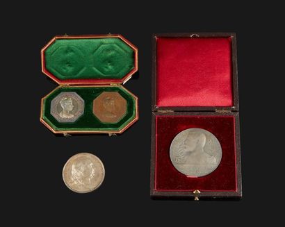 null Lot divers :

2 médailles en argent, Chambre des Représentants cession 1815...