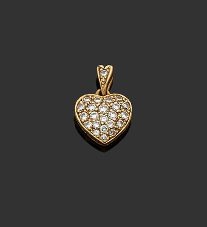 null Pendentif coeur en or jaune 18 k (750 millièmes) serti de diamants de taille...