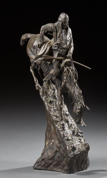 null D'après Frederic REMINGTON 

Cheval et cowboy, le rodéo

Sculpture en bronze...