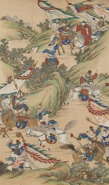 null Ecole JAPONAISE du XIXe siècle

Scène de guerre, cavaliers

Gouache 

77.5 x...