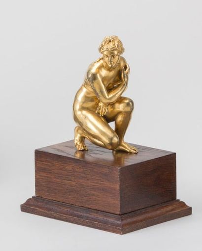 null Sculpture en bronze doré représentant Vénus au bain (usures).

Vers 1700

Hauteur...