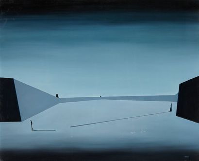 null Henri MOREZ (1922-2017)

Silhouettes paysage fond bleu 

Huile sur toile signée...