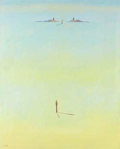null Henri MOREZ (1922-2017)

Silhouettes, fond jaune et bleu 

Huile sur toile signée...