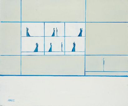 null Henri MOREZ (1922-2017)

Silhouette, géométrie bleue

Huile sur toile signée...