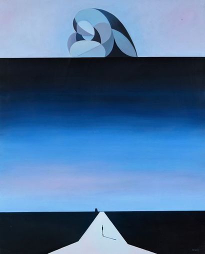 null Henri MOREZ (1922-2017)

Silhouette, route bleue 

Huile sur toile signée en...