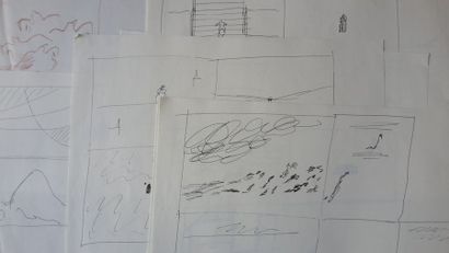 null Ensemble de douze dessins préparatoires et croquis.

Cachet d'atelier au do...