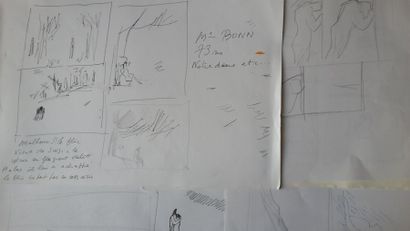 null Ensemble de onze dessins préparatoires et croquis.

Cachet d'atelier au dos