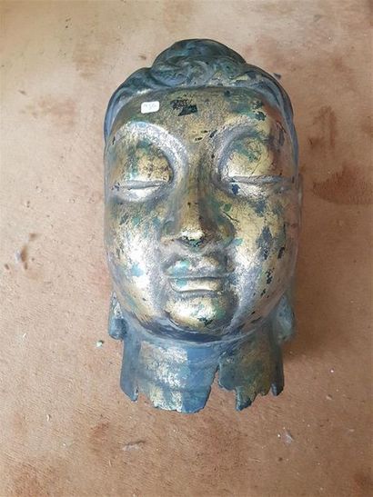 null Grande tête de Bouddha en bronze moderne