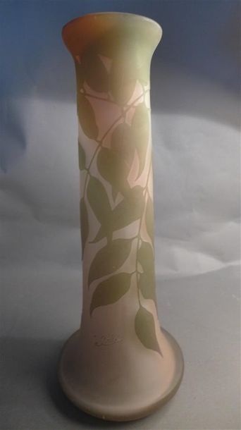 null Etablissements GALLE

Vase à long col en verre à décor en camée dégagé à l'acide...