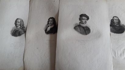 null Lot de gravures représentant des portraits de personnages historiques comme...