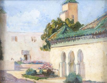 Renée TOURNIOL (1876-1953) Intérieur de palais marocain
Huile sur carton, signée...