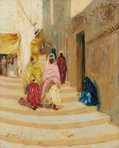 Vincent MANAGO (1880-1936) Femmes mauresques dans une ruelle
Huile sur toile, signée...