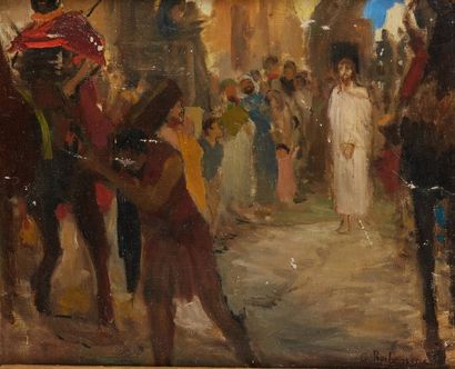 Georges Antoine ROCHEGROSSE (1859-1938) Chemin de Croix
Huile sur toile, signée en...
