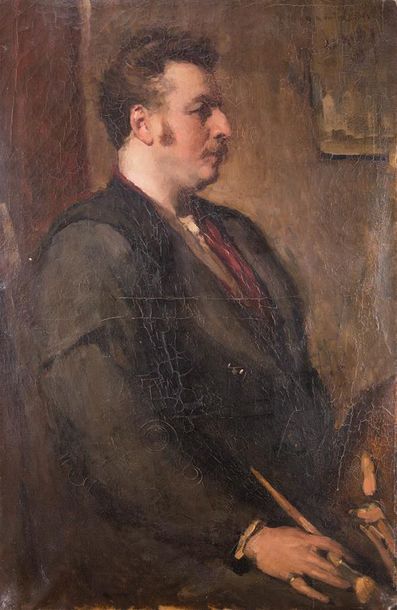 Jean Laudy (1877-1956) Portrait d'un peintre dans son atelier
Huile sur toile, signée...
