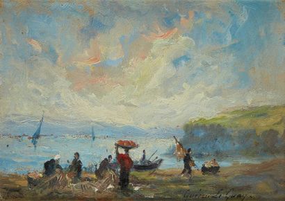 André GUERIN LE GUAY (1872-?) Bords de mer
Huile sur carton 12,5 x 17 cm