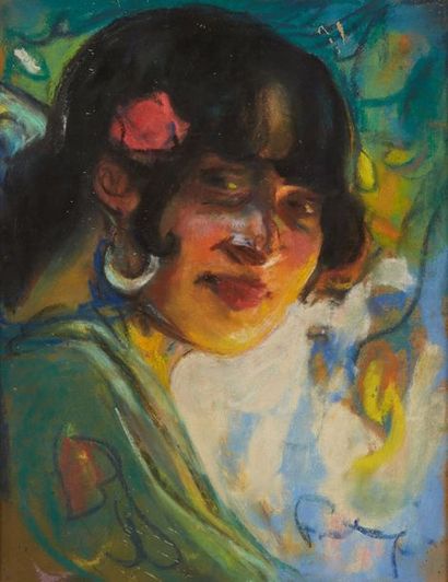 Louis FORTUNEY (1875-1951) Andalouse Pastel, signé en bas à droite 31,5 x 24,5 c...