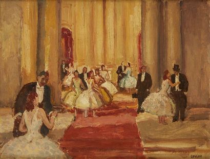 Marcel COSSON (1878-1956) A l'opéra
Huile sur isorel, signée en bas à droite. 27...