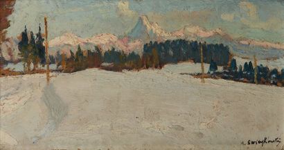 Alfred SWIEYKOWSKI (1869-1953) Plateau de Saint Paul de Chablais, Haute Savoie
Huile...