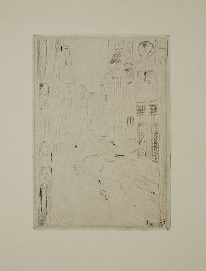 James Ensor (1860-1949) Cheval Gravure, signée en bas à droite et datée 23
On y joint...