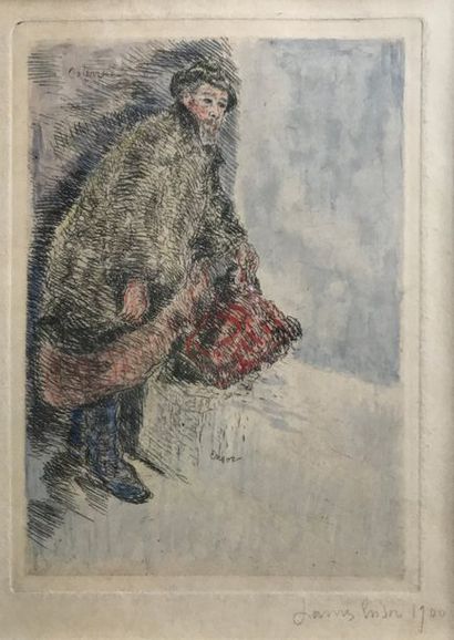 James Ensor (1860-1949) Pêcheur d'Ostende, 1900, pointe sèche, 14 x 10, marges 29...