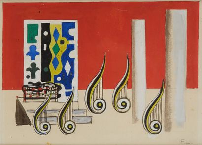 Fernand LÉGER (1881-1955) Projet de décor pour La Naissance d'une Cité, 1936 Aquarelle....