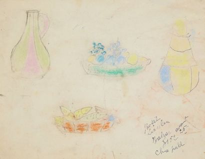 Marc CHAGALL (1887-1985) Trois esquisses sur papier pour le ballet "Daphnis et Chloé"...