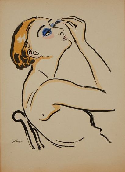 Kees VAN DONGEN (1877-1968) Rimmel (femme se maquillant), 1920, procédé photomécanique...