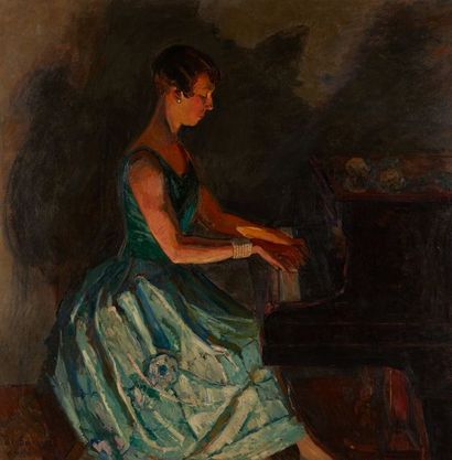 Augusta De BOURGADE (1890-1969) "Le printemps de Grieg"
Huile sur carton épais signée...