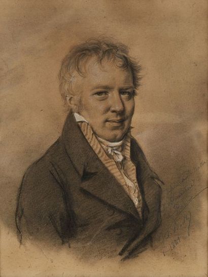Jules BOILLY (1796-1874) Portrait de Jean-Baptiste Delambre (1749 -1822) Trois crayons,...