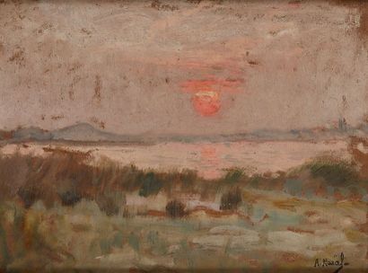 Alexandre NOZAL (1852-1929) Coucher de soleil
Huile sur panneau, cachet de l'atelier...