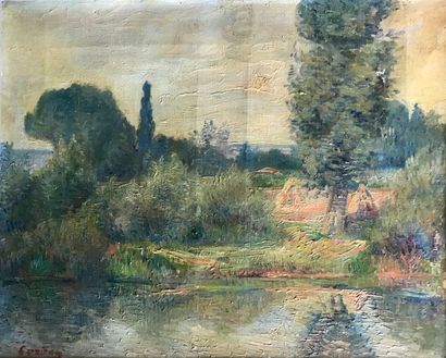 Frederic Samuel CORDEY (1854-1911) Paysage à la rivière
Huile sur toile, signée en...