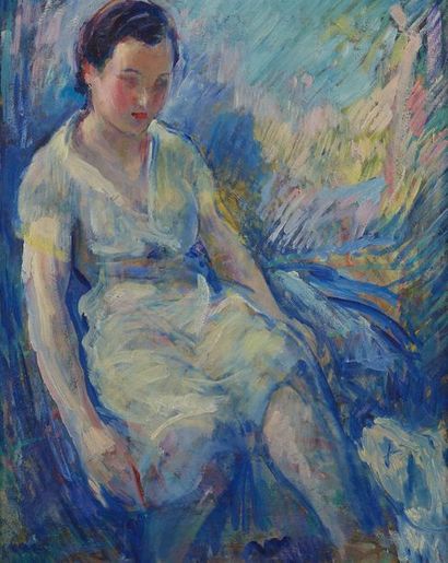 null William MALHERBE (1884-1951) 

Femme assise

Panneau, cachet de la vente d'atelier...